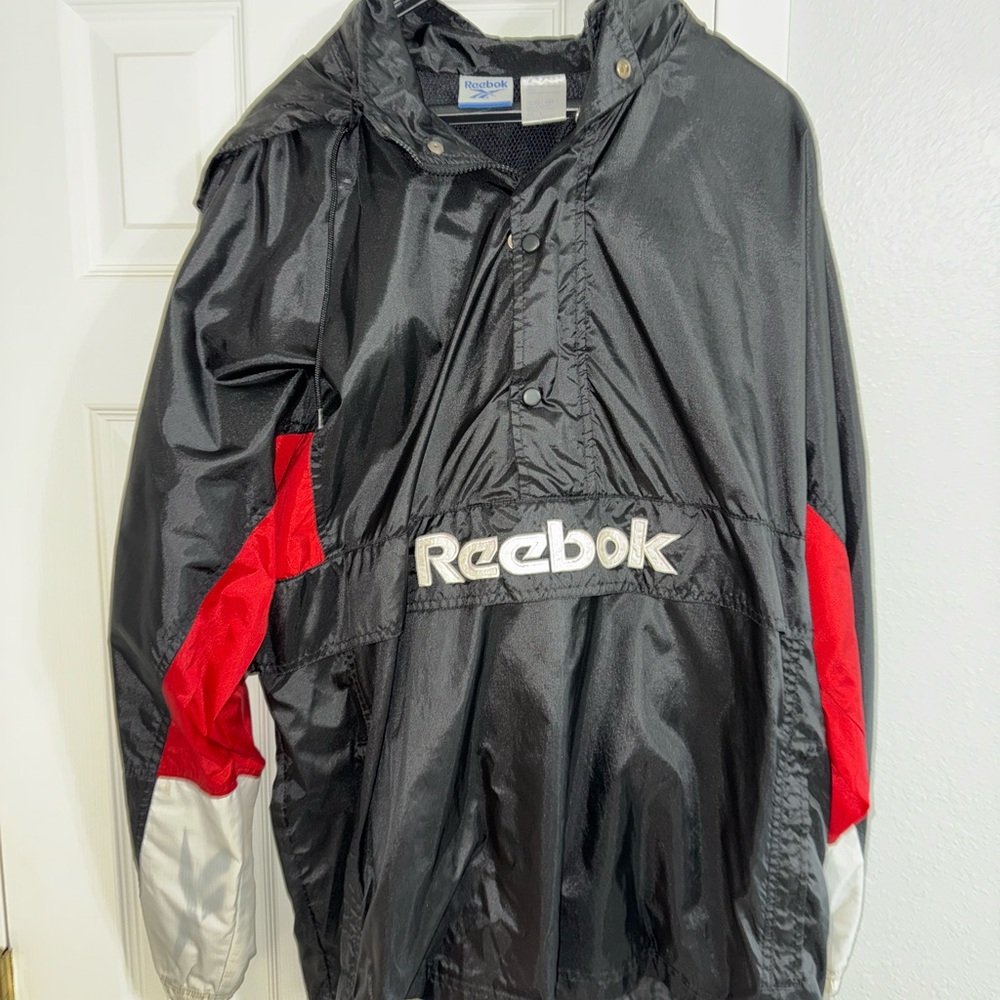 Vintage Reebok Black and Red Windbreaker